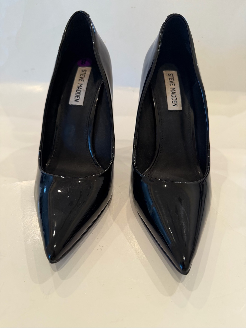 Steve Madden Black Patent Pointed-Toe Pumps Size 8 - Picture 2 of 13
